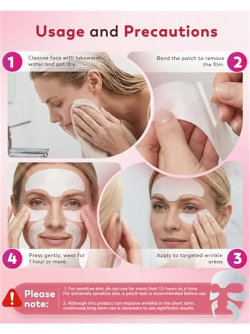 3 in 1 Facial Wrinkle Patches Forehead & Smile Lines Patches with Collagen